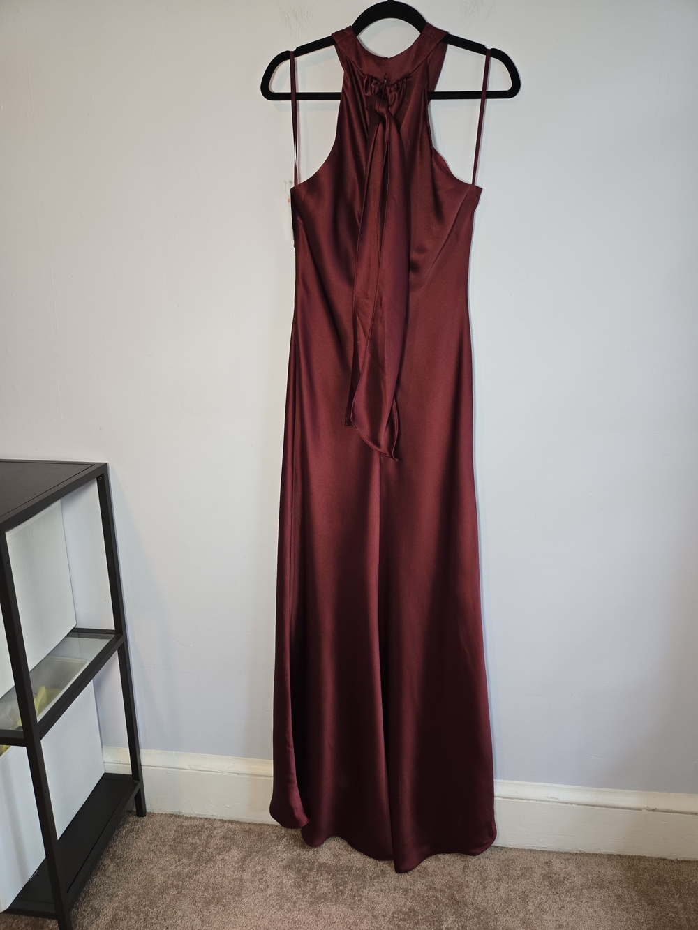 NWT Xscape Burgundy Satin Halter Evening Formal Dress Wedding Bridesmaid Sz 6 - Picture 4 of 8
